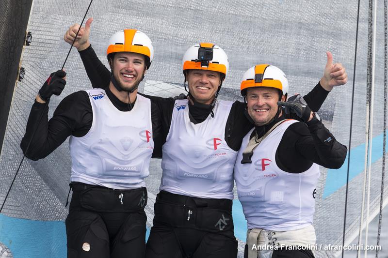 Winning and Grinning - collecting all 12 points for the last round in Sydney saw Euroflex take the Ben Lexcen Trophy by four points from tech2, who were another three points in front of Pavement photo copyright Andrea Francolini taken at Woollahra Sailing Club and featuring the Superfoiler class