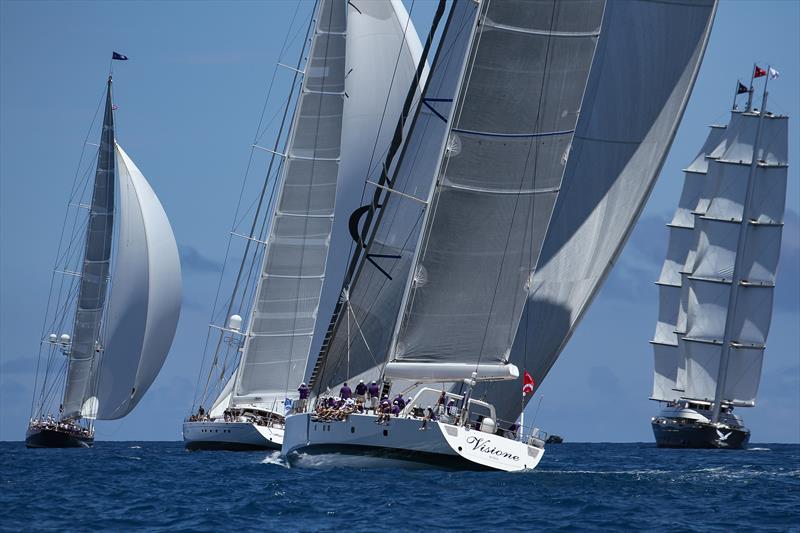 Superyachts racing in Bermuda before the 35th America's Cup photo copyright Richard Gladwell / Sail-World.com taken at Royal Bermuda Yacht Club and featuring the Superyacht class