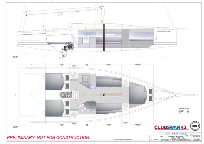 ClubSwan 43 Preliminary Interior Layout GA photo copyright Nautor's Swan taken at  and featuring the Swan class