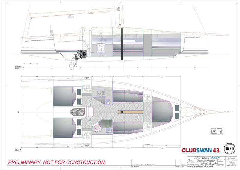 ClubSwan 43 Preliminary Interior Layout GA - photo © Nautor's Swan