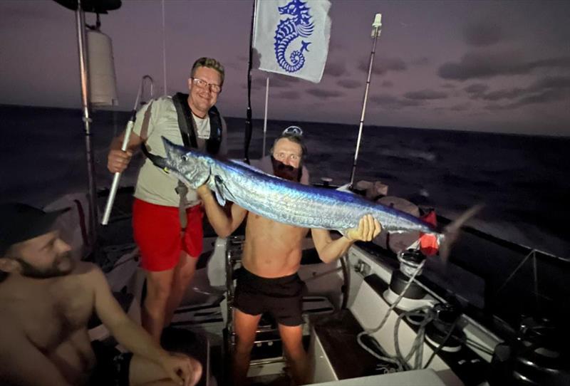 A 16kg Wahoo for Jouko Kallio's Swan 651 Spirit of Helsinki (FIN) - RORC Transatlantic Race photo copyright Spirit of Helsinki taken at  and featuring the Swan class