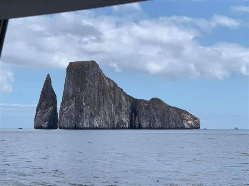 Roca Petradora on approach to San Cristobal photo copyright SV Taipan taken at  and featuring the Taipan class