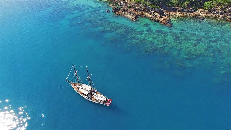 The Derwent Hunter 'hard' at work letting her passengers experience the Great Barrier Reef for themselves photo copyright Tallship Adventures taken at Abell Point Yacht Club and featuring the Tall Ships class