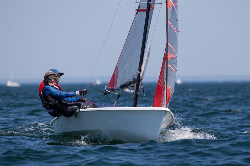 Paul and Bronwyn Ridgway working their way up to the top mark photo copyright A.J. McKinnon taken at Royal Brighton Yacht Club and featuring the Tasar class