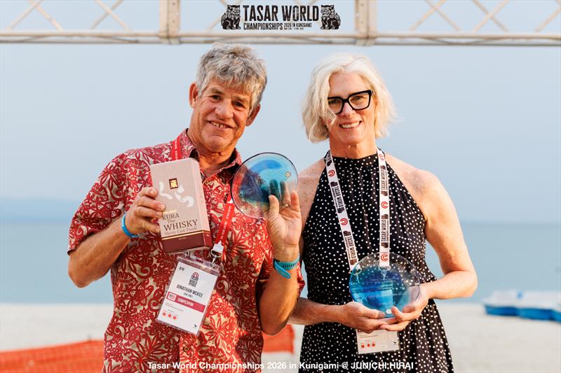 Jonathan McKee and Libby Johnson McKee, Second Overall and Super Grand Masters Division winners (combined crew age of 120 years or more) at the Tasar World Championships in Japan - photo © Junichi Hirai
