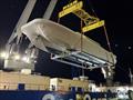 Django tender - a Catalyst 45 by Lloyd Stevenson Boatbuilders is shipped to Italy - June 2026 &copy; TNL Pindar