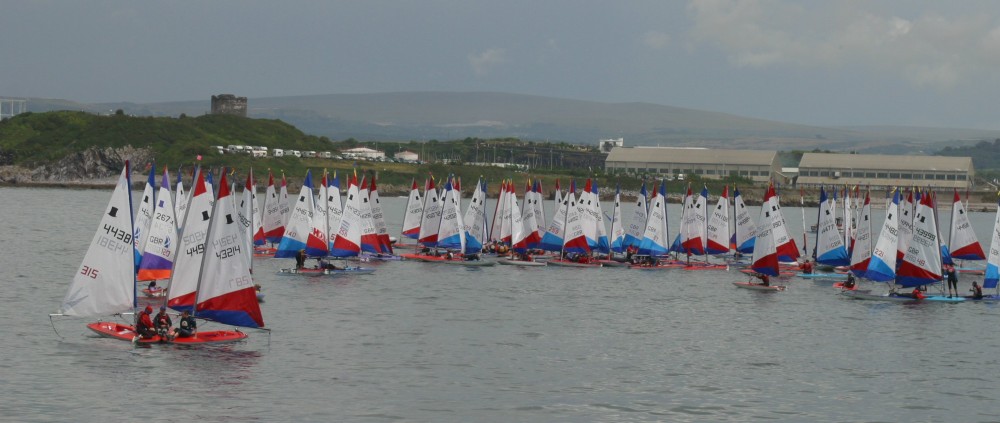 Rafted up at the Crewsaver Topper nationals in Plymouth photo copyright Jane Fielder taken at Plym Yacht Club and featuring the Topper class