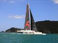 BeauGeste approaching the finish line in the Bay of Islands in 2019, on its way to a new record © Stephen Western for the PIC Coastal Classic
