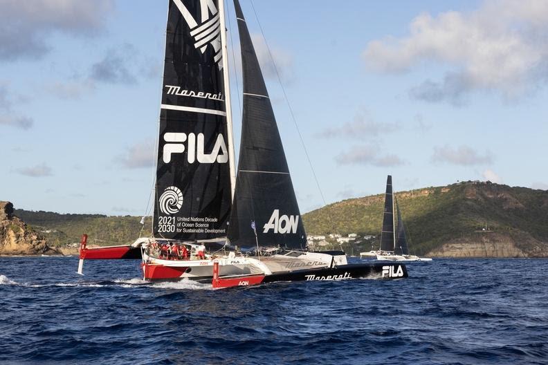 Close finish for Multi70 Maserati and Argo in the 2022 RORC Caribbean 600 - photo © Arthur Daniel / RORC