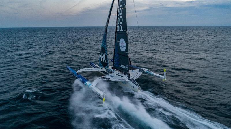 Armel le Cleac'h's Ultim trimaran Banque Populaire XI hauling the mail- photo © Jérémie Lecaudey / BPCE