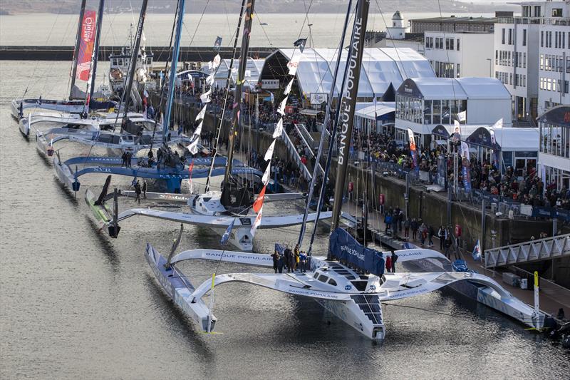 Six Ultim class await the start of the Arkea Ultim Challenge in Brest - January 6, 2023 - photo © Alexis Courcoux