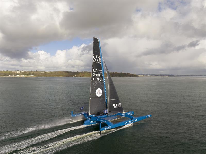 SVR-Lazartigue (Tom Laperche)  arrives in Brest for the start of the Arkea Ultim Challenge, January 6, 2034 - photo © Alexis Courcoux