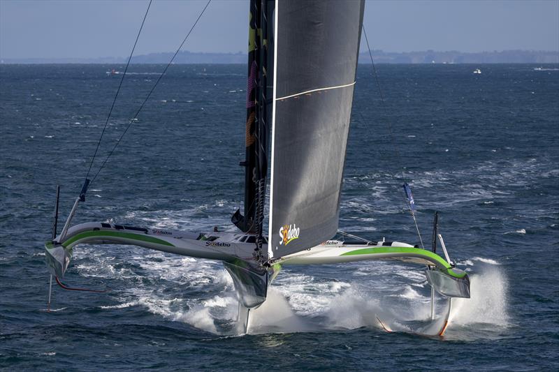 Arkéa Ultim Challenge - Brest start: Sodebo Ultim 3 - Thomas Coville photo copyright Alexis Courcoux taken at  and featuring the Trimaran class