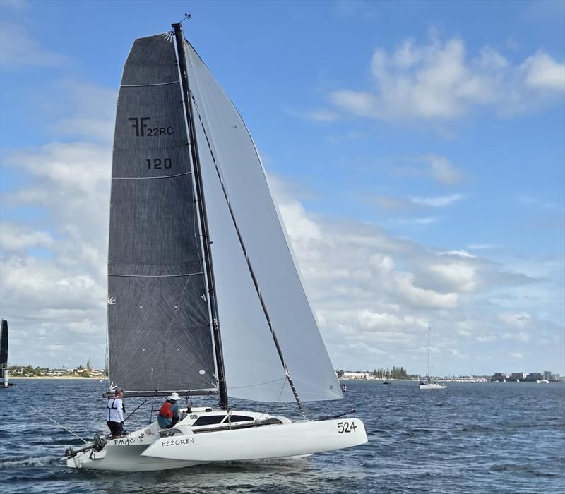 2XS who were third (inshore multi) in the 2026 Surf to City race photo copyright Ben Kelly taken at Queensland Cruising Yacht Club and featuring the Trimaran class