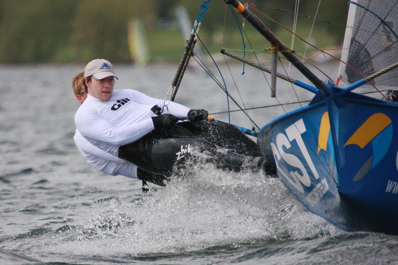 Tom Gruitt crewing in the 2008 Barter Card 12ft Skiff event photo copyright Chris Fifield-Smith taken at Rutland Sailing Club and featuring the 12ft Skiff class