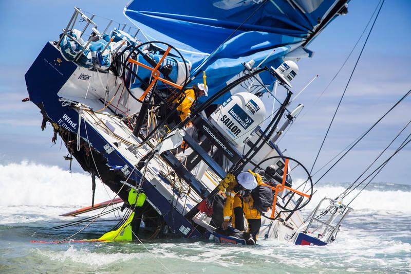 Team Vestas Wind aground on a reef on Cargados Carajos Shoals, Mauritius - photo © Brian Carlin / Team Vestas Wind / Volvo Ocean Race