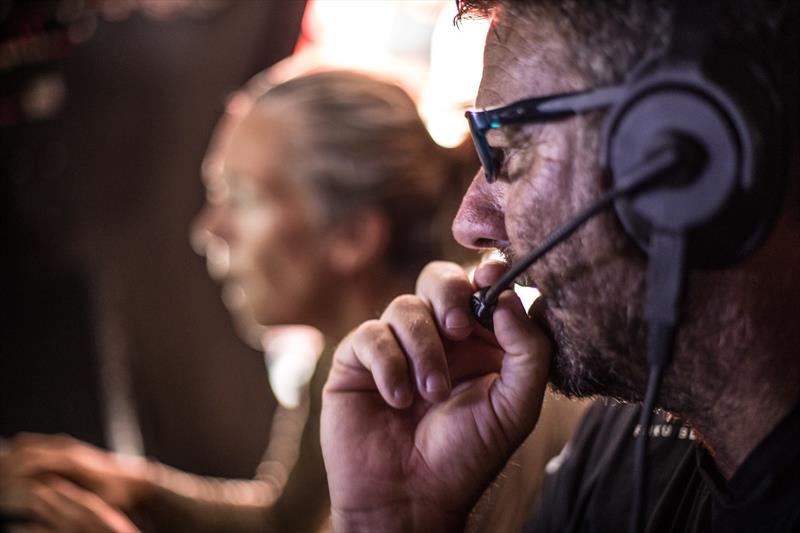 Leg 4, Melbourne to Hong Kong, day 16 David Witt relays the position report to the crew on deck on board Sun Hung Kai / Scallywag photo copyright Konrad Frost / Volvo Ocean Race taken at  and featuring the Volvo One-Design class