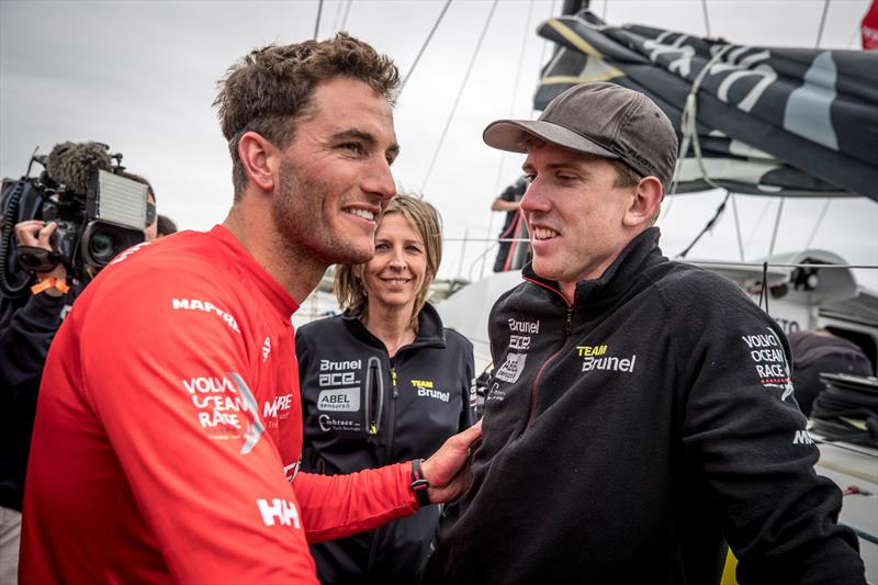 Blair Tuke and  Peter Burling - Finish - Leg 11 from Gothenburg to The Hague. 24 June, 2018 - photo © Ainhoa Sanchez / Volvo Ocean Race