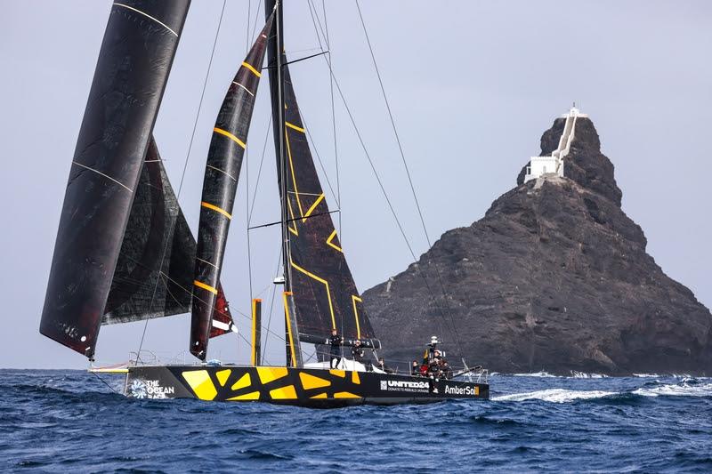22 January 2023, Ambersail 2 arrive in Cabo Verde. Arrival time 10:49:04 Elapsed 6d 21h 49mins 04secs - photo © Sailing Energy / The Ocean Race