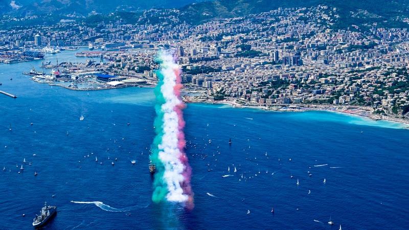 The Ocean Race VO65 Sprint Cup 2022-23 - 1 July 2023. Aerial view IMOCA In-Port Race in Genova - photo © Sailing Energy / The Ocean Race