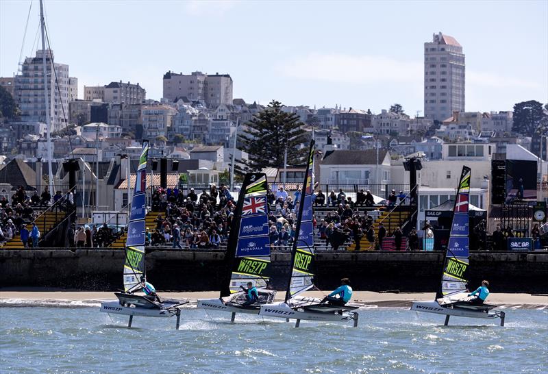 Young sailors take part in the Racing x WASZP program on Race Day 1 of San Francisco SailGP, Season 2 - photo © Felix Diemer for SailGP