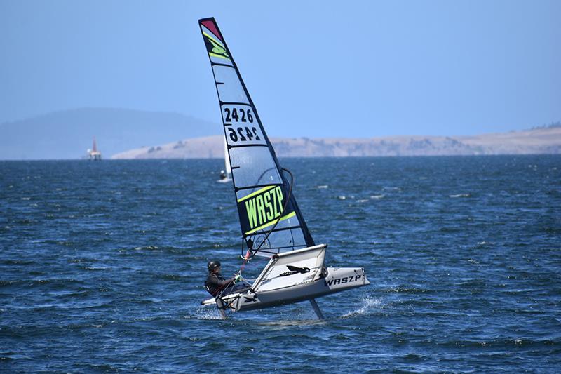 Kirsty Salter sailing the one-design foiling WASZP in the Banjo's Shoreline Crown Series Bellerive Regatta photo copyright Jane Austin taken at Bellerive Yacht Club and featuring the WASZP class