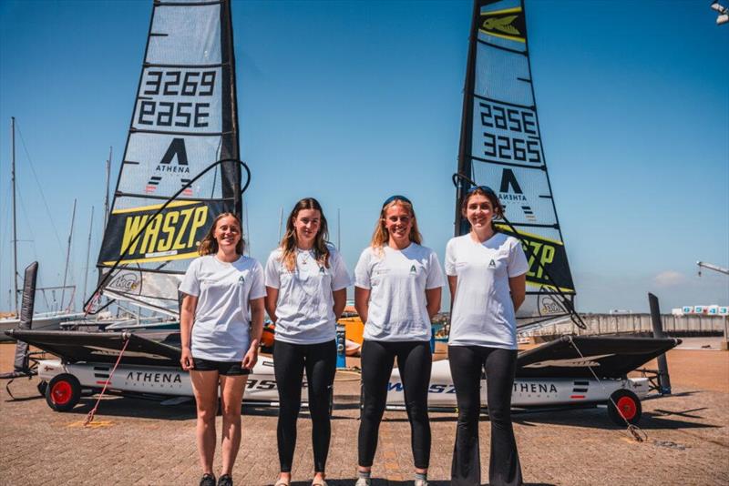 Athena Pathway Sailors Alice Senior, Katy Jenkins, Jaz Boote & Rachael Betschart photo copyright Cameron Gregory taken at Weymouth & Portland National Sailing Academy and featuring the WASZP class