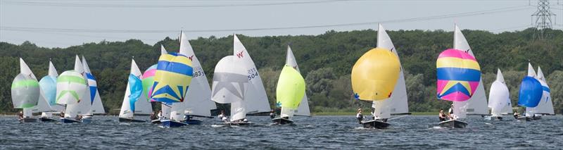 Fleet under spinnaker during the Wayfarer Nationals at Grafham Water - photo © Paul Sanwell / OPP