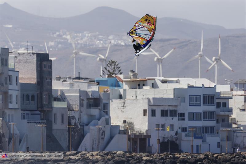 Liam Dunkerbeck getting lost above the Pozo skyline on day 2 of the Gran Canaria Gloria Windsurf World Cup - photo © John Carter