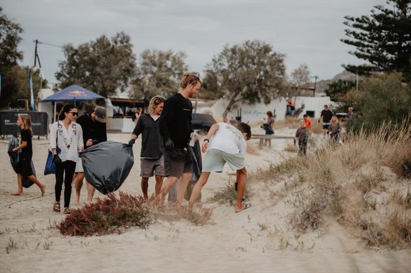 All Riders and Crew participated in a cleanup of the beach in front of Flisvos Watersports - 2025 Freestyle Pro Tour Naxos - photo © PROtography Official