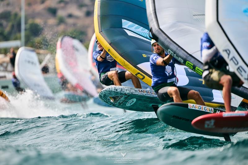 Competitive start in men's gold fleet - 2025 Formula Wing World Championships, Sardinia, Italy - Day 3 - photo © IWSA media / Robert Hajduk